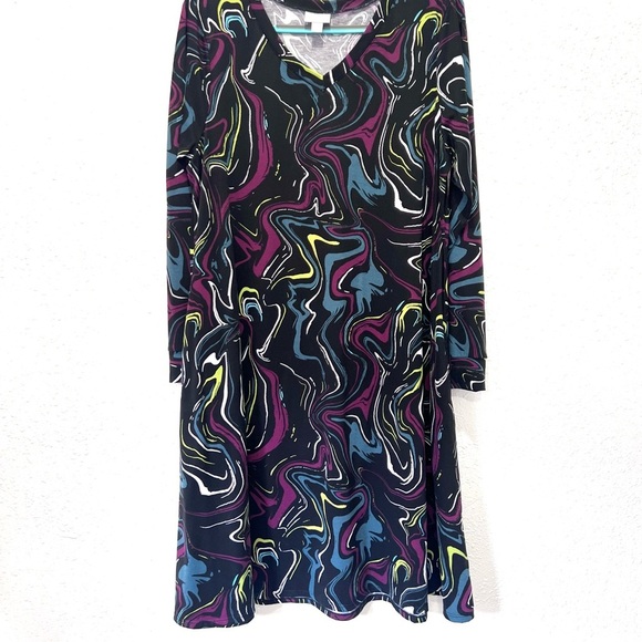 LuLaRoe Black Dress with Colorful‎ Swirl Pattern XL - Picture 4 of 9
